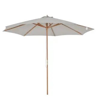 Sombrilla Terraza Exterior Ø300 cm Sombrilla de Jardín con Sistema de Polea Techo Ventilado y Poste Desmontable de Madera Paraso