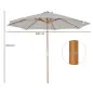 Sombrilla Terraza Exterior Ø300 cm Sombrilla de Jardín con Sistema de Polea Techo Ventilado y Poste Desmontable de Madera Paraso