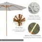 Sombrilla Terraza Exterior Ø300 cm Sombrilla de Jardín con Sistema de Polea Techo Ventilado y Poste Desmontable de Madera Paraso