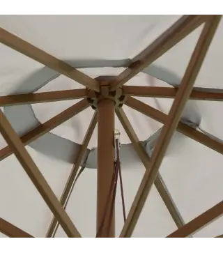 Sombrilla Terraza Exterior Ø300 cm Sombrilla de Jardín con Sistema de Polea Techo Ventilado y Poste Desmontable de Madera Paraso