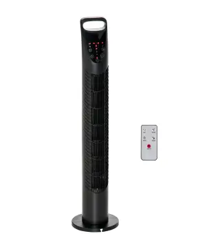 Ventilador de Torre con Control Remoto con 3 Velocidades y Modos de Función con Temporizador de 7,5h Ø18x78,5cm Negro
