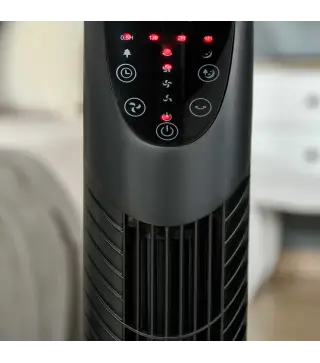Ventilador de Torre con Control Remoto con 3 Velocidades y Modos de Función con Temporizador de 7,5h Ø18x78,5cm Negro