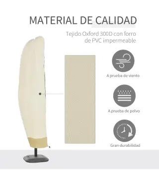 Funda para Sombrilla de Jardín Funda para Parasol Impermeable Tela Oxford 600D Cubierta de Parasol con Cremallera para Jardín Ex