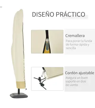 Funda para Sombrilla de Jardín Funda para Parasol Impermeable Tela Oxford 600D Cubierta de Parasol con Cremallera para Jardín Ex