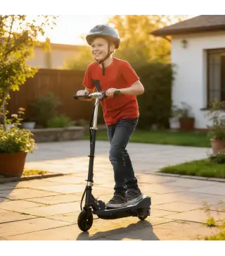 Patinete Eléctrico para Niños de +7 Años Scooter Plegable con Altura Ajustable Batería Recargable 24V Velocidad hasta 12 km/h y