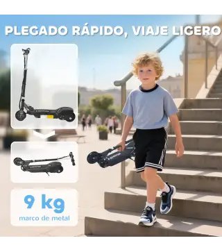 Patinete Eléctrico para Niños de +7 Años Scooter Plegable con Altura Ajustable Batería Recargable 24V Velocidad hasta 12 km/h y
