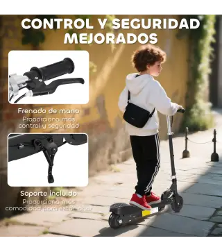 Patinete Eléctrico para Niños de +7 Años Scooter Plegable con Altura Ajustable Batería Recargable 24V Velocidad hasta 12 km/h y