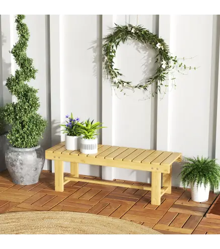 Banco de Jardín de Madera de Abeto de 2 Plazas para Jardín o Terraza Soporta hasta 250 kg 110x38x35 cm Natural