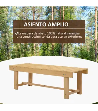Banco de Jardín de Madera de Abeto de 2 Plazas para Jardín o Terraza Soporta hasta 250 kg 110x38x35 cm Natural