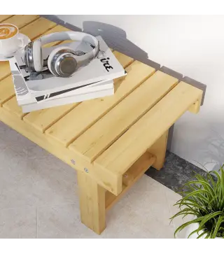 Banco de Jardín de Madera de Abeto de 2 Plazas para Jardín o Terraza Soporta hasta 250 kg 110x38x35 cm Natural