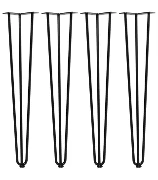 Conjunto de 4 Patas para Mesa de Estilo Industrial y Diseño Horquilla con Protectores Anti-arañazos de Goma 12x12x71cm Tornillos