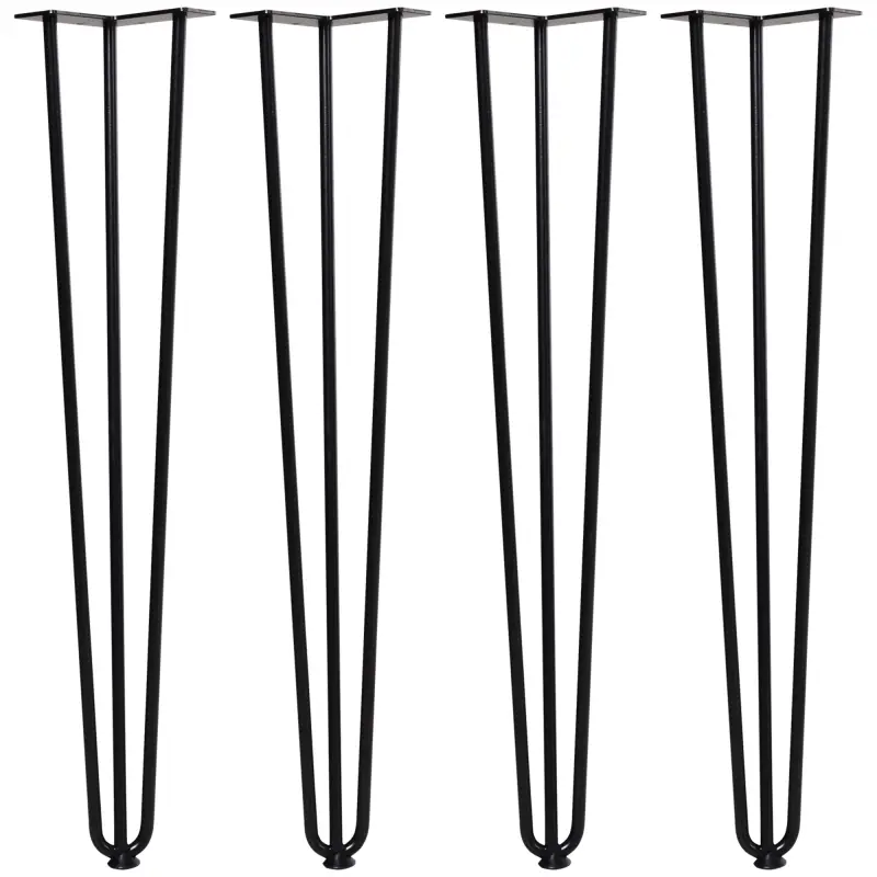 Conjunto de 4 Patas para Mesa de Estilo Industrial y Diseño Horquilla con Protectores Anti-arañazos de Goma 12x12x71cm Tornillos