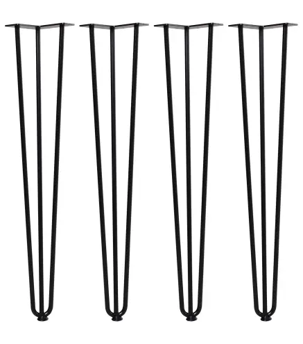 Conjunto de 4 Patas para Mesa de Estilo Industrial y Diseño Horquilla con Protectores Anti-arañazos de Goma 12x12x71cm Tornillos