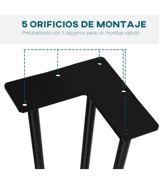 Conjunto de 4 Patas para Mesa de Estilo Industrial y Diseño Horquilla con Protectores Anti-arañazos de Goma 12x12x71cm Tornillos