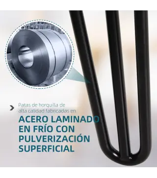 Conjunto de 4 Patas para Mesa de Estilo Industrial y Diseño Horquilla con Protectores Anti-arañazos de Goma 12x12x71cm Tornillos