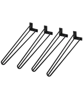 Conjunto de 4 Patas para Mesa de Estilo Industrial y Diseño Horquilla con Protectores Anti-arañazos de Goma 12x12x71cm Tornillos