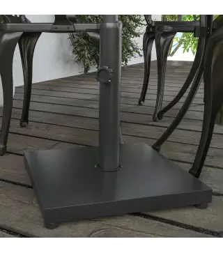 Base para Sombrilla Ajustable 40x40x43 cm de 13 kg Pie de Parasol Cuadrado Relleno de Cemento para Mástil de 35/38/48mm