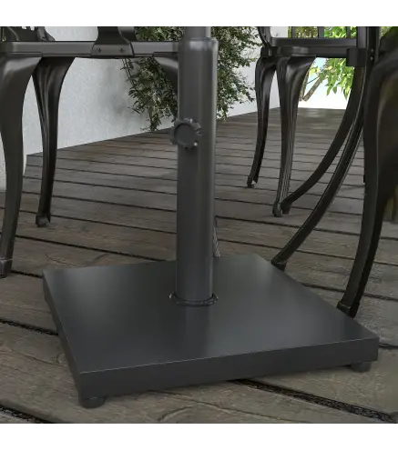 Base para Sombrilla Ajustable 40x40x43 cm de 13 kg Pie de Parasol Cuadrado Relleno de Cemento para Mástil de 35/38/48mm