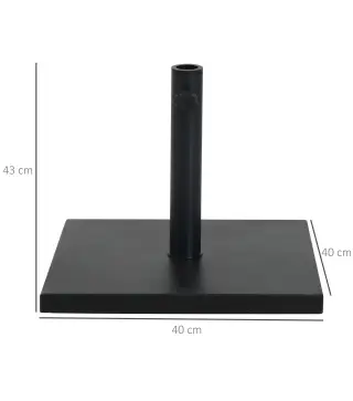 Base para Sombrilla Ajustable 40x40x43 cm de 13 kg Pie de Parasol Cuadrado Relleno de Cemento para Mástil de 35/38/48mm