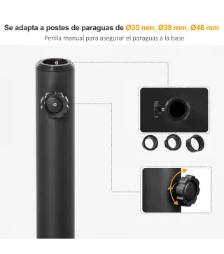 Base para Sombrilla Ajustable 40x40x43 cm de 13 kg Pie de Parasol Cuadrado Relleno de Cemento para Mástil de 35/38/48mm