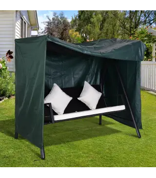Funda para Balancín de Jardín con Cremallera Cubierta para Muebles de Exterior 177x114x152cm Verde Oscuro