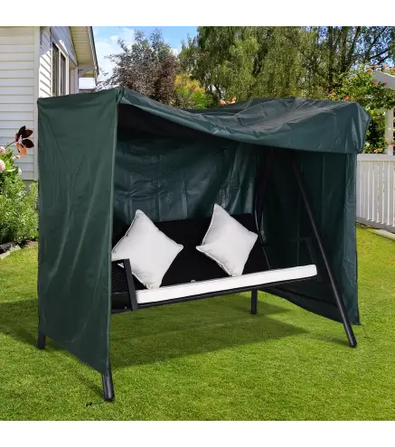 Funda para Balancín de Jardín con Cremallera Cubierta para Muebles de Exterior 177x114x152cm Verde Oscuro