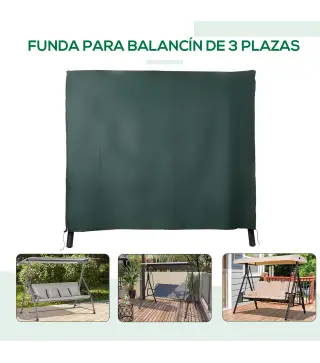 Funda para Balancín de Jardín con Cremallera Cubierta para Muebles de Exterior 177x114x152cm Verde Oscuro