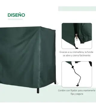 Funda para Balancín de Jardín con Cremallera Cubierta para Muebles de Exterior 177x114x152cm Verde Oscuro