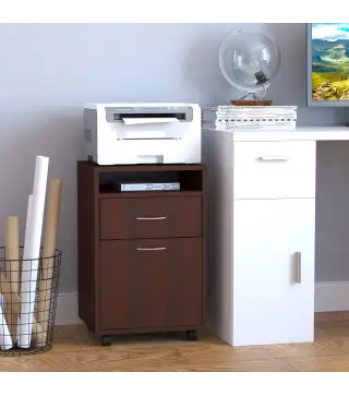 Cajonera de Escritorio con Ruedas Cajón Compartimento Puerta Archivador Móvil para Estudio 40x35x60 cm Café Oscuro