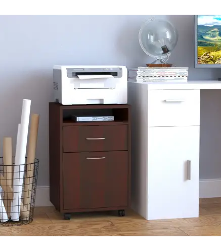 Cajonera de Escritorio con Ruedas Cajón Compartimento Puerta Archivador Móvil para Estudio 40x35x60 cm Café Oscuro