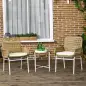 Juego de 3 Piezas Sillas y Mesa de Ratán con 2 Sillas 1 Mesa de Centro y Cojines para Terraza Patio Natural