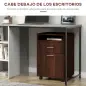 Cajonera de Escritorio con Ruedas Cajón Compartimento Puerta Archivador Móvil para Estudio 40x35x60 cm Café Oscuro