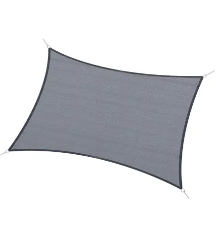 Toldo de Terraza Rectangular 4x6 m de HDPE con Anillas de Acero Inoxidable y Cuerdas para Jardín Patio Gris