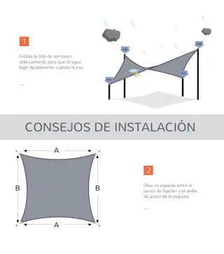 Toldo de Terraza Rectangular 4x6 m de HDPE con Anillas de Acero Inoxidable y Cuerdas para Jardín Patio Gris