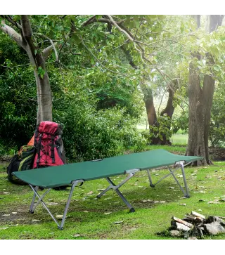 Cama de Acampada Plegable de Tela Oxford 600D con Marco Metálico Carga 136 kg para Playa Senderismo 193x64x40 cm Verde
