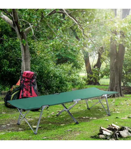 Cama de Acampada Plegable de Tela Oxford 600D con Marco Metálico Carga 136 kg para Playa Senderismo 193x64x40 cm Verde