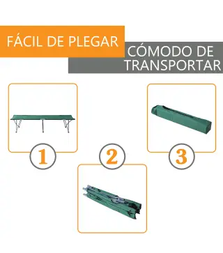 Cama de Acampada Plegable de Tela Oxford 600D con Marco Metálico Carga 136 kg para Playa Senderismo 193x64x40 cm Verde