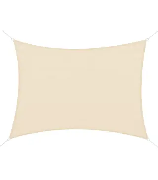 Toldo Vela Rectangular 4x6 m con Anti-UV Anillas de Acero Inoxidable y Cuerdas de Nylon para Jardín Patio Crema