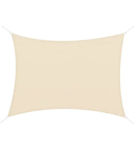 Toldo Vela Rectangular 4x6 m con Anti-UV Anillas de Acero Inoxidable y Cuerdas de Nylon para Jardín Patio Crema