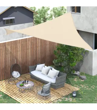 Toldo Vela Rectangular 4x6 m con Anti-UV Anillas de Acero Inoxidable y Cuerdas de Nylon para Jardín Patio Crema