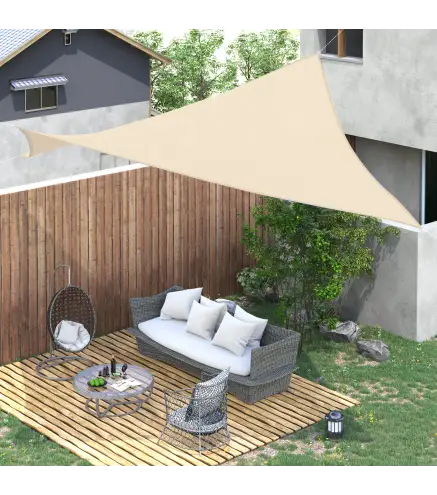 Toldo Vela Rectangular 4x6 m con Anti-UV Anillas de Acero Inoxidable y Cuerdas de Nylon para Jardín Patio Crema