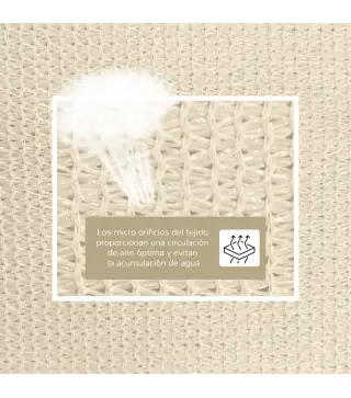 Toldo Vela Rectangular 4x6 m con Anti-UV Anillas de Acero Inoxidable y Cuerdas de Nylon para Jardín Patio Crema