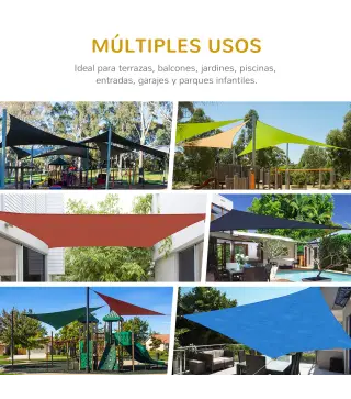 Toldo Vela Rectangular 4x6 m con Anti-UV Anillas de Acero Inoxidable y Cuerdas de Nylon para Jardín Patio Crema