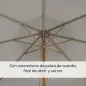 Sombrilla de Jardín Ø325 cm con Sistema de Polea Techo de Ventilación y 8 Varillas de Bambú para Patio Terraza Gris