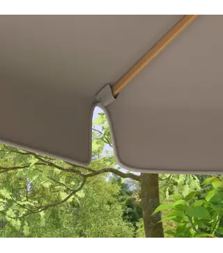 Sombrilla de Jardín Ø325 cm con Sistema de Polea Techo de Ventilación y 8 Varillas de Bambú para Patio Terraza Gris