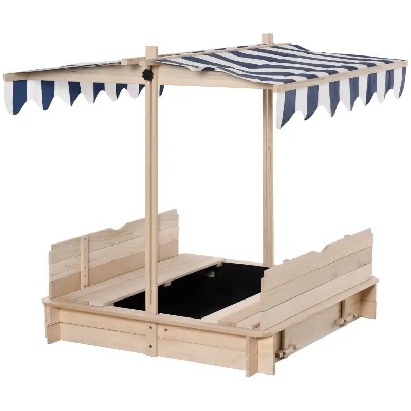 Arenero Infantil con Toldo Ajustable en Altura 2 Bancos y Respaldos Desmontables para Patio 106x106x115 cm Natural Arenero Infantil con Toldo Ajustable en Altura 2 Bancos y Respaldos Desmontables para Patio 106x106x115 cm Natural