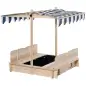 Arenero Infantil con Toldo Ajustable en Altura 2 Bancos y Respaldos Desmontables para Patio 106x106x115 cm Natural Arenero Infantil con Toldo Ajustable en Altura 2 Bancos y Respaldos Desmontables para Patio 106x106x115 cm Natural