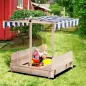 Arenero Infantil con Toldo Ajustable en Altura 2 Bancos y Respaldos Desmontables para Patio 106x106x115 cm Natural Arenero Infantil con Toldo Ajustable en Altura 2 Bancos y Respaldos Desmontables para Patio 106x106x115 cm Natural