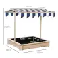 Arenero Infantil con Toldo Ajustable en Altura 2 Bancos y Respaldos Desmontables para Patio 106x106x115 cm Natural Arenero Infantil con Toldo Ajustable en Altura 2 Bancos y Respaldos Desmontables para Patio 106x106x115 cm Natural
