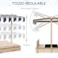 Arenero Infantil con Toldo Ajustable en Altura 2 Bancos y Respaldos Desmontables para Patio 106x106x115 cm Natural Arenero Infantil con Toldo Ajustable en Altura 2 Bancos y Respaldos Desmontables para Patio 106x106x115 cm Natural